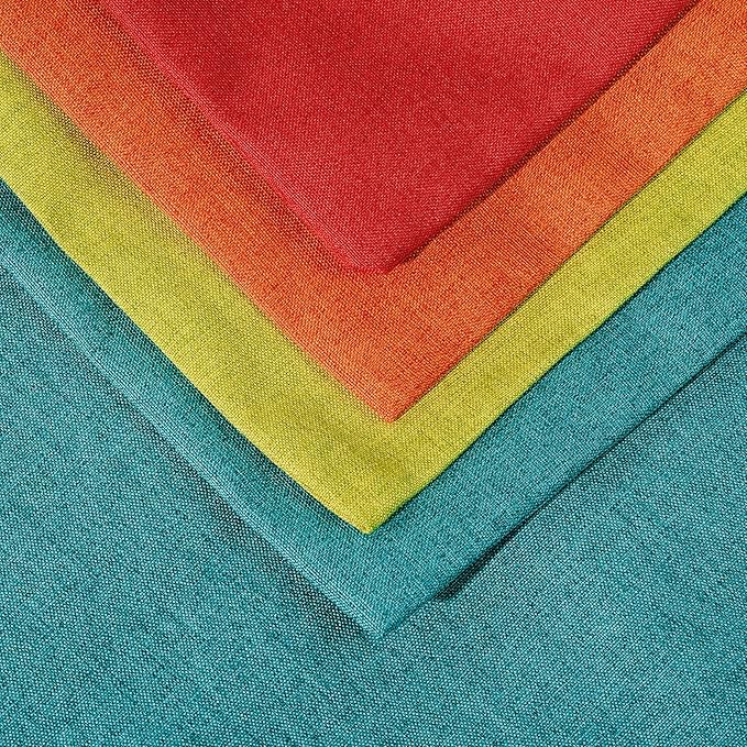 Pack of 4 Decorative Outdoor Waterproof Throw Pillow Covers ONLY Square Garden Cushion Cases for Patio, Couch, Tent and Sofa, 18 x 18 Inches, (Yellow, Red, Orange, Blue-Green)