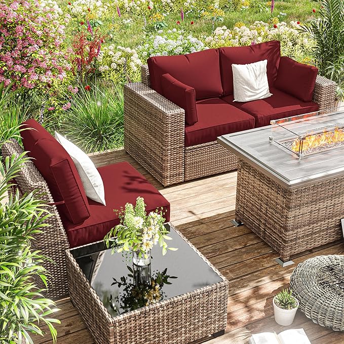 8p Outdoor Cushion Slipcovers Outdoor Patio Cushions Covers Replacement Waterproof with Zipper for 3-Seat Rattan Sofa Patio Furniture Cushion Covers, Covers Only