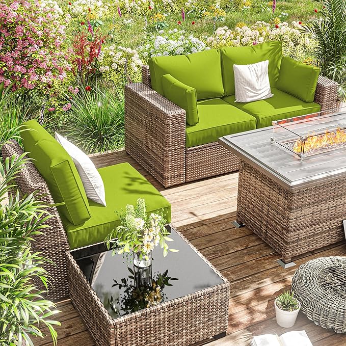 8p Outdoor Cushion Slipcovers Outdoor Patio Cushions Covers Replacement Waterproof with Zipper for 3-Seat Rattan Sofa Patio Furniture Cushion Covers, Covers Only