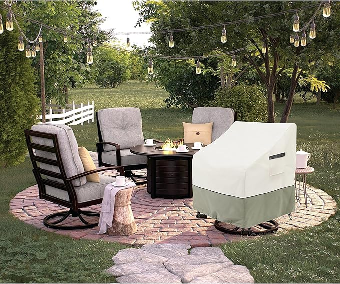 Outdoor Swivel Lounge Chair Cover 2 Pack,100% Waterproof Heavy Duty Outdoor Chair Covers,(33 W x 35 D x 38.5 H inches) Patio Furniture Cover for Swivel Patio Chair,White&Grayish Green