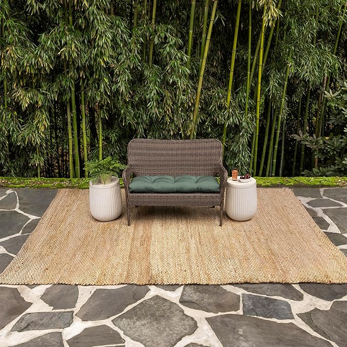 Arden earthFIBER Outdoor Wicker Settee Cushion, 41.5 x 18, Rain-Proof, Fade Resistant Sage Green Texture