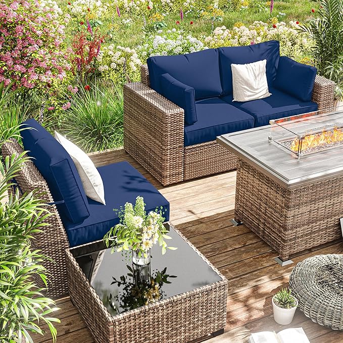 8p Outdoor Cushion Slipcovers Outdoor Patio Cushions Covers Replacement Waterproof with Zipper for 3-Seat Rattan Sofa Patio Furniture Cushion Covers, Covers Only