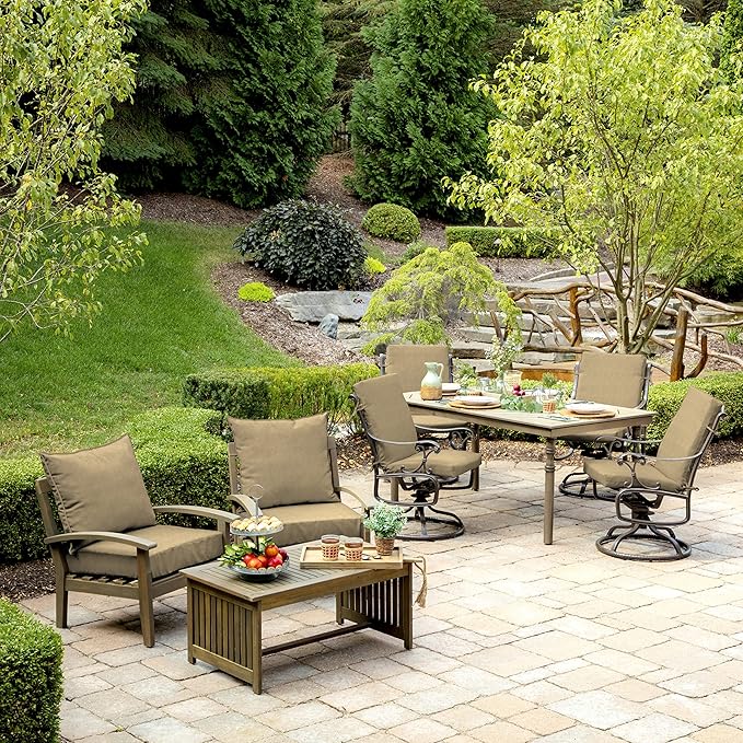 Arden Olefin Outdoor Deep Seat Cushion Set (4-Pack), 24 in x 24 in, Weather-Proof, Rain-Proof, Fade Resistant Patio Cushion for Chair, Sofa, and Couch Tan Hamilton