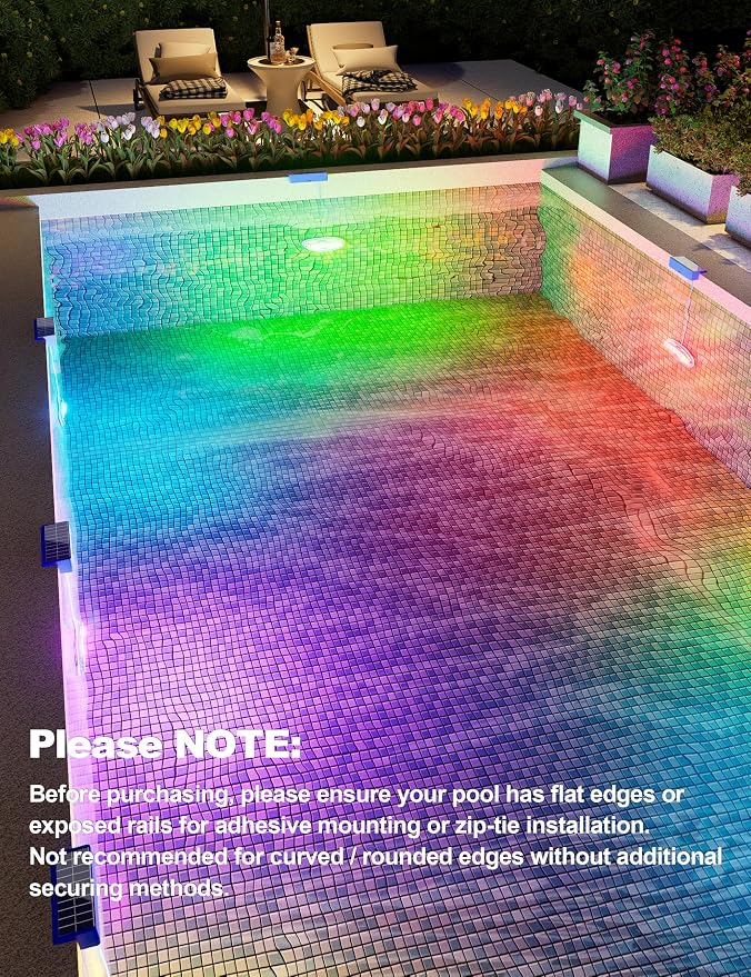 APONUO 2 Pack Solar Pool Lights, Pool Solar Lights for Above Ground Pools with Remote, IP68 Waterproof, RGB Color Changing Solar Powered Pools Light for Pond, Fountain,Yard (Blue)