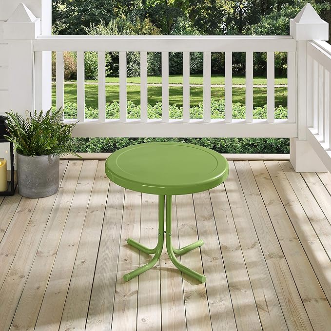 Crosley Furniture Griffith Weather Resistant Retro Metal Outdoor Side Table for Patio, Deck, Porch, Oasis Green