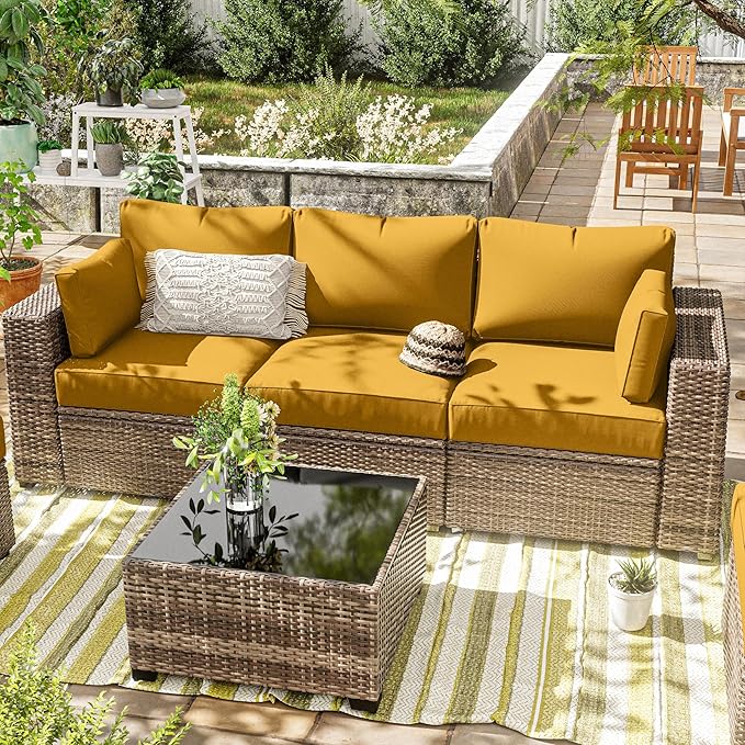 8p Outdoor Cushion Slipcovers Outdoor Patio Cushions Covers Replacement Waterproof with Zipper for 3-Seat Rattan Sofa Patio Furniture Cushion Covers, Covers Only