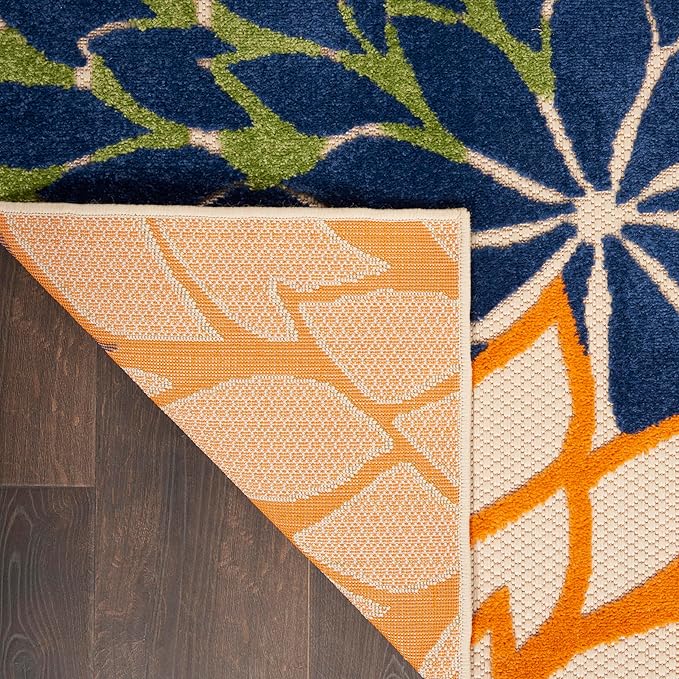 Nourison Home Aloha Indoor/Outdoor Multicolor 9'6" x 13' Area Rug, Tropical, Botanical, Easy Clean, Non Shedding, Bed Room, Living Room, Dining Room, Deck, Backyard, Patio (9x13)