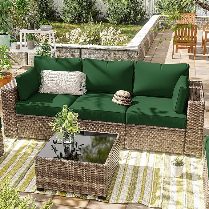 8p Outdoor Cushion Slipcovers Outdoor Patio Cushions Covers Replacement Waterproof with Zipper for 3-Seat Rattan Sofa Patio Furniture Cushion Covers, Covers Only