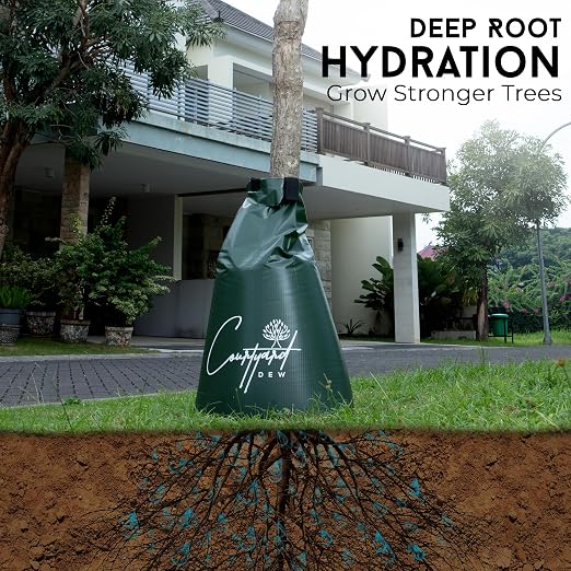 Tree Watering Bag Slow Release 4 Pack 20 Gallon- Heavy Duty Slow Release Watering Bags for Trees, Refillable Tree Bags for Watering, Deep Root Targeting