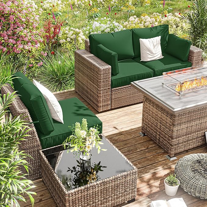 8p Outdoor Cushion Slipcovers Outdoor Patio Cushions Covers Replacement Waterproof with Zipper for 3-Seat Rattan Sofa Patio Furniture Cushion Covers, Covers Only