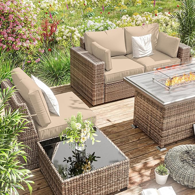8p Outdoor Cushion Slipcovers Outdoor Patio Cushions Covers Replacement Waterproof with Zipper for 3-Seat Rattan Sofa Patio Furniture Cushion Covers, Covers Only