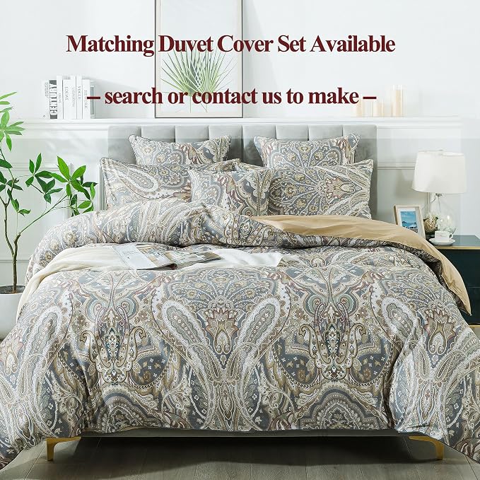FADFAY Paisley Sheets Set Twin Classic Boho Paisley Bedding Luxurious Bohemian Damask Paisley Bed Sheet Set Breathable 100% Egyptian Cotton 800 Thread Count Deep Pocket Fitted Sheet 4Pcs, Twin Size