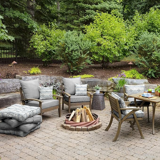 Arden Olefin Outdoor Deep Seat Cushion Set (2-Pack), 24 in x 24 in, Weather-Proof, Rain-Proof, Fade Resistant Patio Cushion for Chair, Sofa, and Couch Paloma Woven Texture