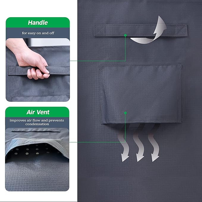 F&J Outdoors Heavy Duty Waterproof UV Resistant I Shape 3Seater Patio Sofa Cover, Grey, 82" W x 39" D x 36" H