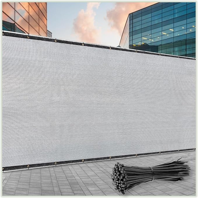 ColourTree Customized Size 6' x 121' Gray Fence Screen Privacy Screen - Commercial Grade 170 GSM - Heavy Duty - 3 Years Warranty - Cable Zip Ties Included