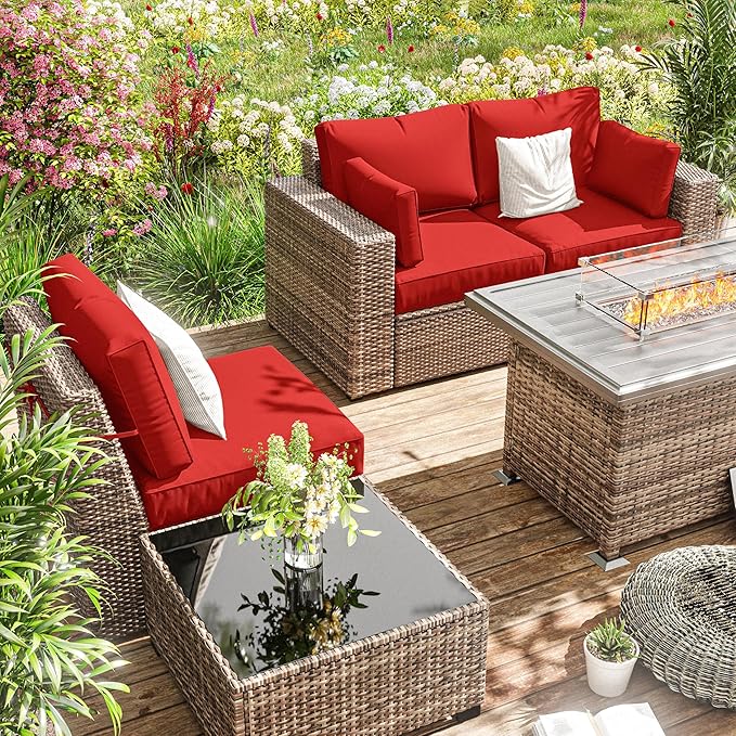 8p Outdoor Cushion Slipcovers Outdoor Patio Cushions Covers Replacement Waterproof with Zipper for 3-Seat Rattan Sofa Patio Furniture Cushion Covers, Covers Only