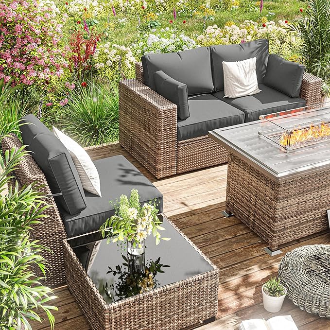 8p Outdoor Cushion Slipcovers Outdoor Patio Cushions Covers Replacement Waterproof with Zipper for 3-Seat Rattan Sofa Patio Furniture Cushion Covers, Covers Only