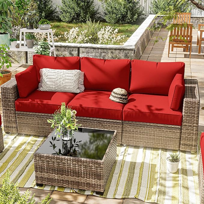 8p Outdoor Cushion Slipcovers Outdoor Patio Cushions Covers Replacement Waterproof with Zipper for 3-Seat Rattan Sofa Patio Furniture Cushion Covers, Covers Only