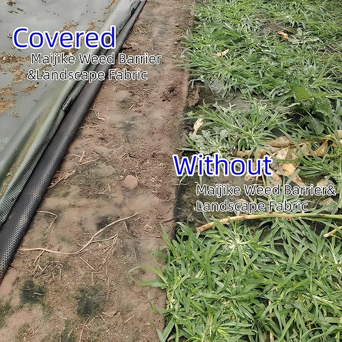 Heavy Duty Weed Barrier Landscape Fabric, 4.5oz/130g with Kneeling Mat Non-Woven Ground Cover, Used for Garden Bed, Patio, Flower Bed, Driveway, etc Breathable & Permeable, 2.6ft x 80ft