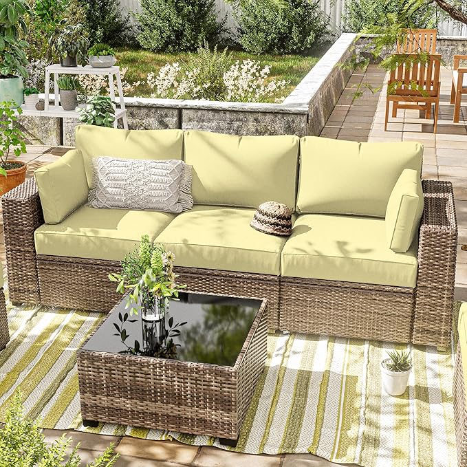 8p Outdoor Cushion Slipcovers Outdoor Patio Cushions Covers Replacement Waterproof with Zipper for 3-Seat Rattan Sofa Patio Furniture Cushion Covers, Covers Only