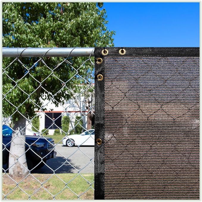 ColourTree 6' x 50' Brown Fence Privacy Screen Windscreen Cover Fabric Shade Tarp Netting Mesh Cloth - Commercial Grade 170 GSM - Cable Zip Ties Included - We Make Custom Size
