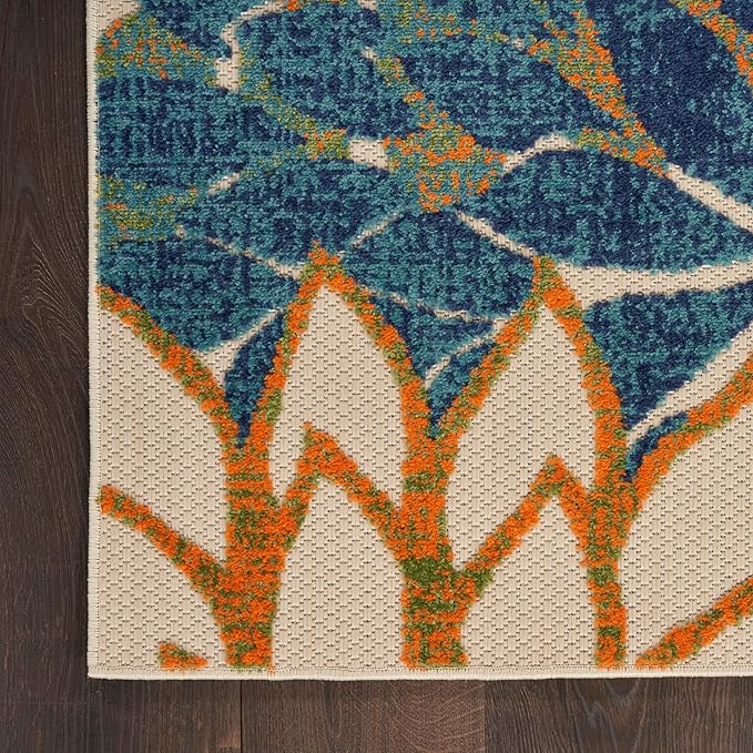 Nourison Home Aloha Indoor/Outdoor Blue Green 12' x 15' Area Rug, Easy Cleaning, Non Shedding, Bed Room, Living Room, Dining Room, Backyard, Deck, Patio (12x15)