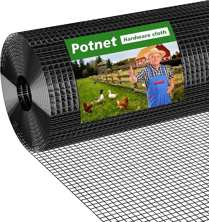 19 Gauge Black Hardware Cloth 1/2 inch 4 ft x 100 ft Coated Chicken Wire Fencing Wire Mesh Roll Gopher Wire Fence Roll Mesh & Wire Cloth Cage Wire Garden Fence