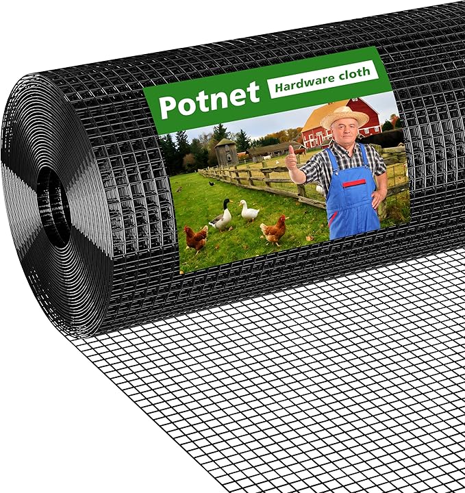 Black Hardware Cloth 1/2 inch 48 x 50 ft 19 Gauge Wire Mesh, Double-Layer Rust-Proof Design, Chicken Wire Fencing, Chicken Wire Mesh Roll Tree Guard Rodent Wire