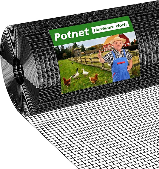 Black Hardware Cloth 1/2 inch 48 x 50 ft 19 Gauge Wire Mesh, Double-Layer Rust-Proof Design, Chicken Wire Fencing, Chicken Wire Mesh Roll Tree Guard Rodent Wire