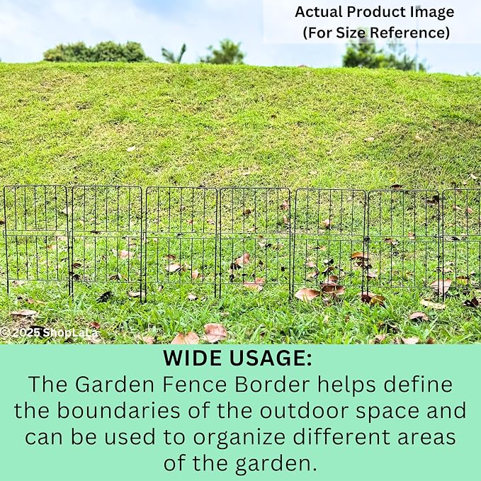 ShopLaLa Decorative Outdoor Garden Fence (20 Panels) 12in(L) x 24in(H) Animal Barrier Fencing Rustproof Metal Wire Panel Border for Dogs, Classic Fences Flower Bed Edging Yard Landscape Patio Decor