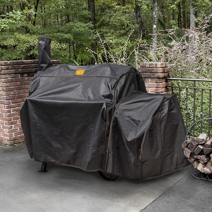 Oklahoma Joe’s Highland Offset Smoker Cover, Black & Oklahoma Joe's 3695528R06 Temperature Gauge , Silver