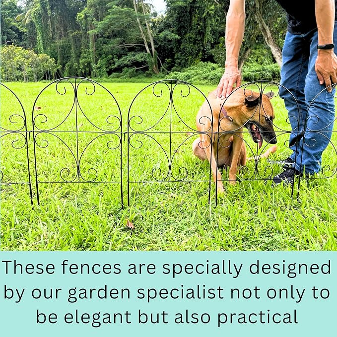 ShopLaLa Garden Fence Border Animal Barrier (10 Panels) 12in(L) x 24in(H) Metal Wire Fence Butterfly Arch Panel Outdoor Fencing Rustproof for Lawn Landscape Decor Small Dog Fences for the Yard Patio