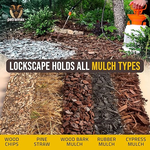 PetraMax Lockscape Mulch Glue for Landscaping Rocks Max Concentrate, Weed Barrier - Non-Toxic Pea Gravel Binder, Mulch & Rock Glue for Landscaping, Landscape Rock & Gravel Stabilizer - (1 Gal)