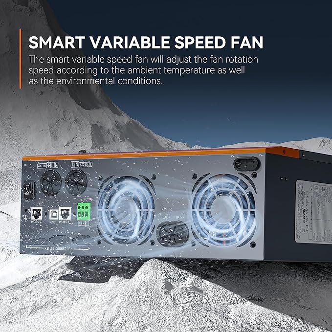 PowMr 5000W Solar Inverter 48V DC to 110V AC, Pure Sine Wave Output with 80A MPPT Charge Controller, Max.PV Input 5500W, 500VDC, fit for 48V Lead-Acid and Lithium Batteries, RV,Off-Grid System