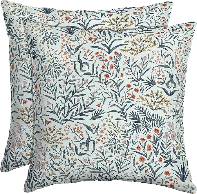 Arden Outdoor Toss Pillow, 2 Pack, 16 x 16, Rain-Proof, Fade Resistant Pistachio Botanical