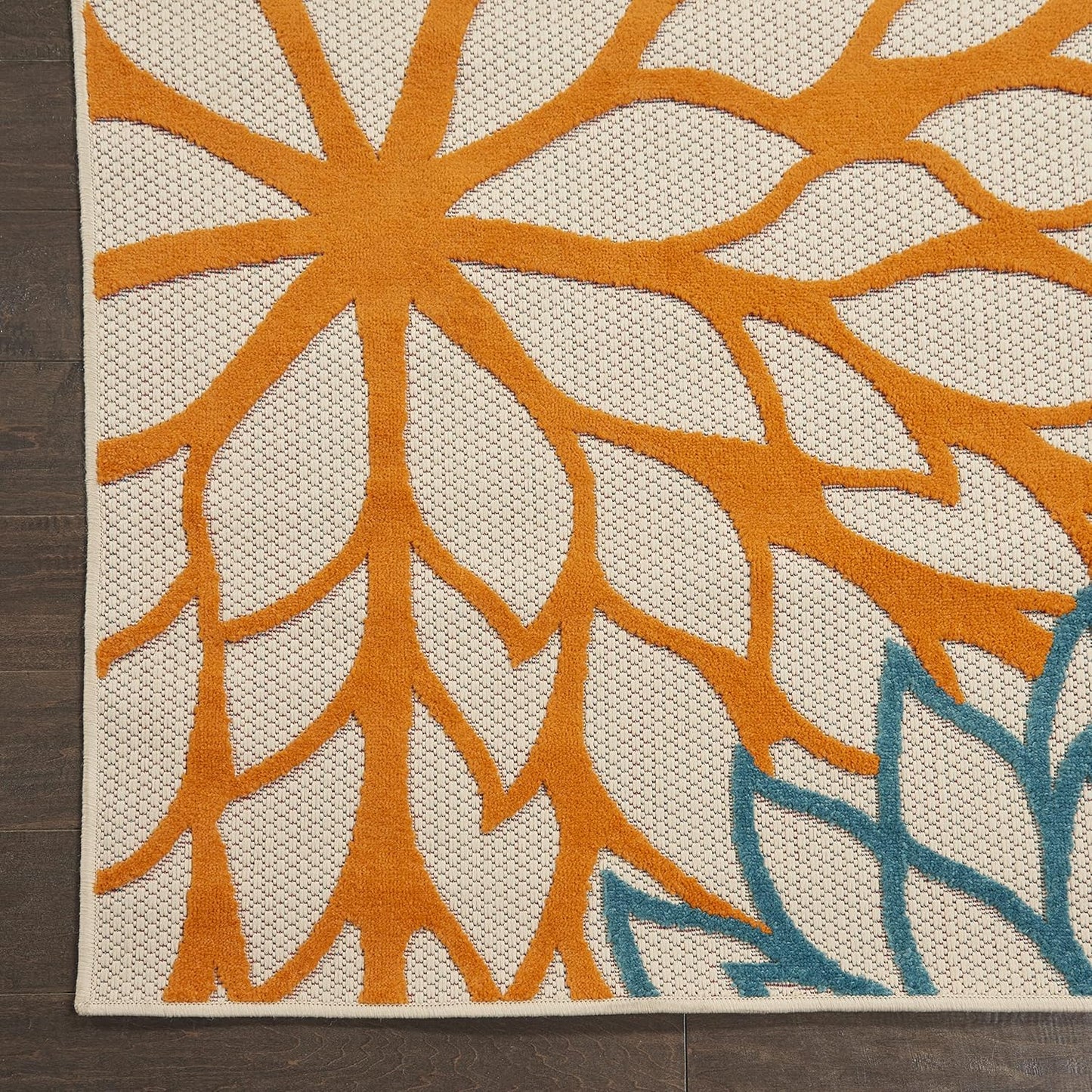 Nourison Aloha Indoor/Outdoor Green 3' x 5' Area Rug, Tropical, Botanical, Easy Cleaning, Non Shedding, Bed Room, Living Room, Dining Room, Deck, Backyard, Patio (3x5)