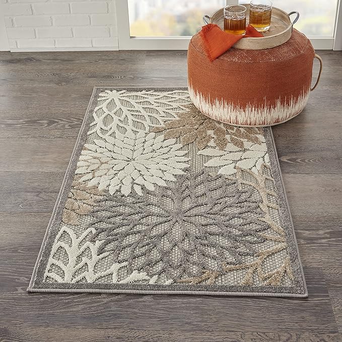 Nourison Home Aloha Natural 2'8" x 4' Area Rug - Easy Clean, Non Shedding, Bed Room, Living Room, Dining Room, Kitchen (3' x 4')