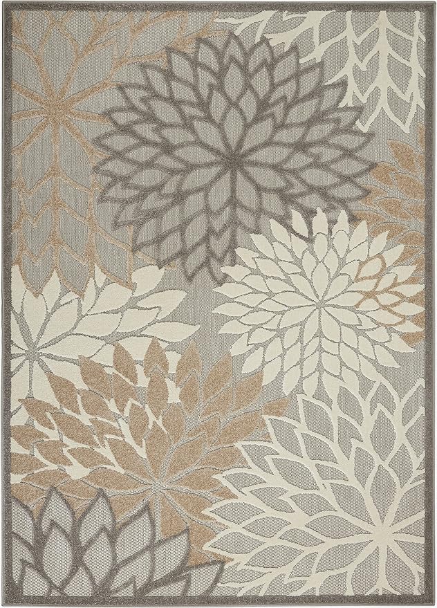Nourison Home Aloha Natural 3'6" x 5'6" Area Rug - Easy Clean, Non Shedding, Bed Room, Living Room, Dining Room, Kitchen (4' x 6')