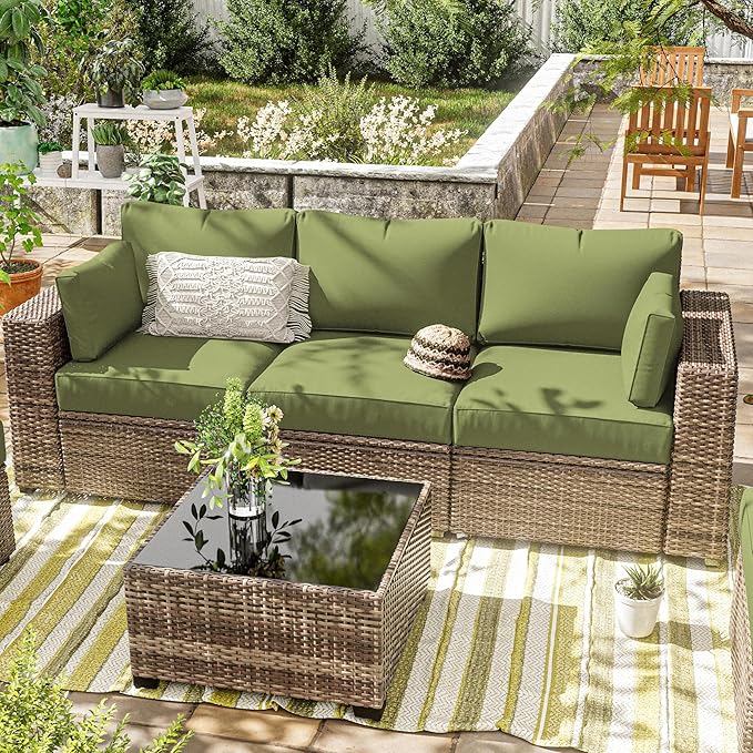 8p Outdoor Cushion Slipcovers Outdoor Patio Cushions Covers Replacement Waterproof with Zipper for 3-Seat Rattan Sofa Patio Furniture Cushion Covers, Covers Only