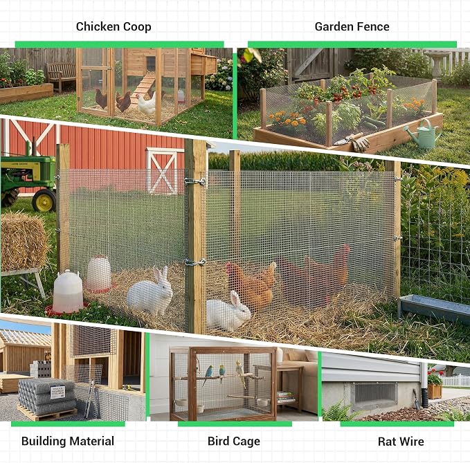 Land guard 19 Gauge Hardware Cloth, 1/2 inch 48inch×100ft Chicken Wire Fence, Galvanized Welded Cage Wire Mesh Roll Supports Poultry Netting Cage Fence………