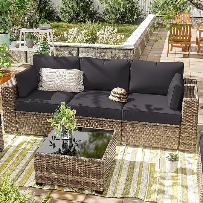 8p Outdoor Cushion Slipcovers Outdoor Patio Cushions Covers Replacement Waterproof with Zipper for 3-Seat Rattan Sofa Patio Furniture Cushion Covers, Covers Only