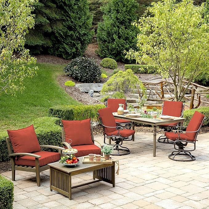 Arden Olefin Outdoor Deep Seat Cushion Set (4-Pack), 24 in x 24 in, Weather-Proof, Rain-Proof, Fade Resistant Patio Cushion for Chair, Sofa, and Couch Sedona Woven Texture