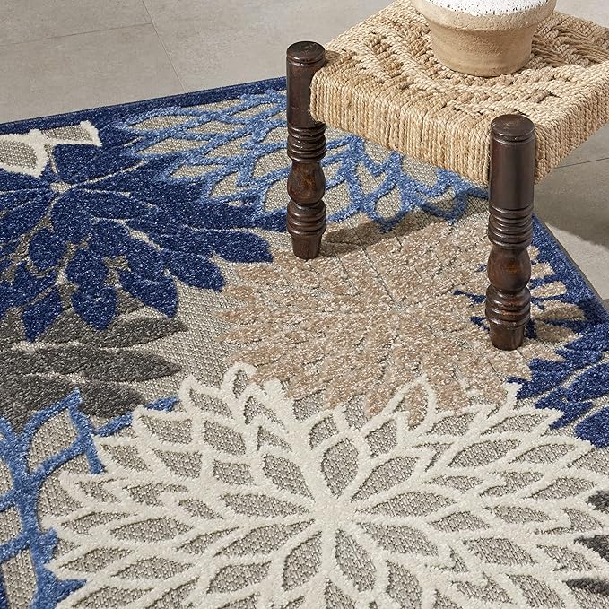 Nourison Home Aloha 2'8" x 4' Blue/Multicolor Outdoor Indoor/Outdoor Rug