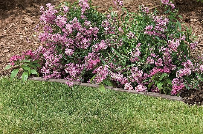 Suncast 12 Pack Quick Edge Resin Material 35 Inch Single Strip Natural Stone Lawn Border Edging for Patio, Gardening & Landscaping, Flagstone