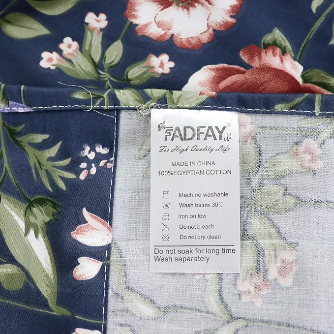 FADFAY Sheets Set Full Vintage Dark Blue Floral Bedding Shabby Peony Floral Sheets Navy French Country Farmhouse Bedding 800 Thread Count 100% Egyptian Cotton Deep Pocket Fitted Sheet 4Pcs, Full Size