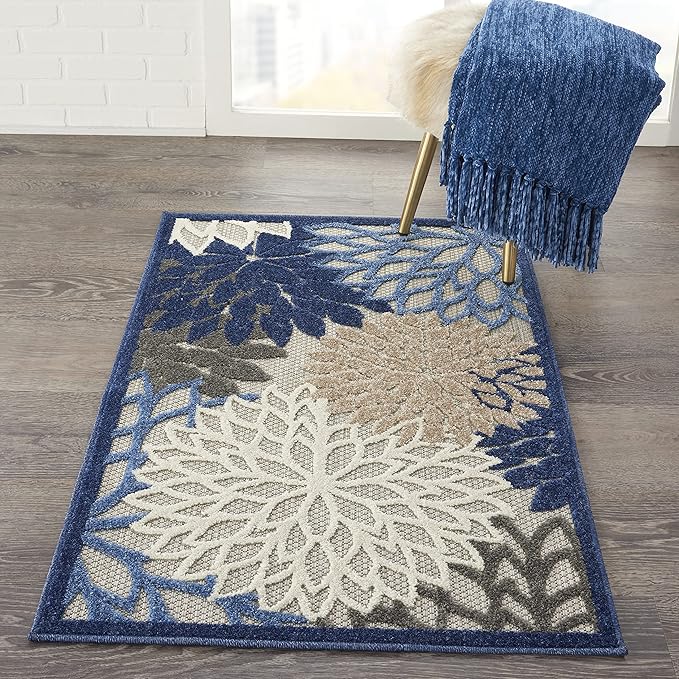 Nourison Home Aloha 2'8" x 4' Blue/Multicolor Outdoor Indoor/Outdoor Rug