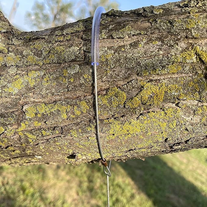 Songbird Essentials Hanging Cable Tree Limb Protector with S Hook - Steel Cable with Silicone Sleeve - Protects Tree Limbs from Heavy Bird Feeders and Decorations - 36 Inch Cable