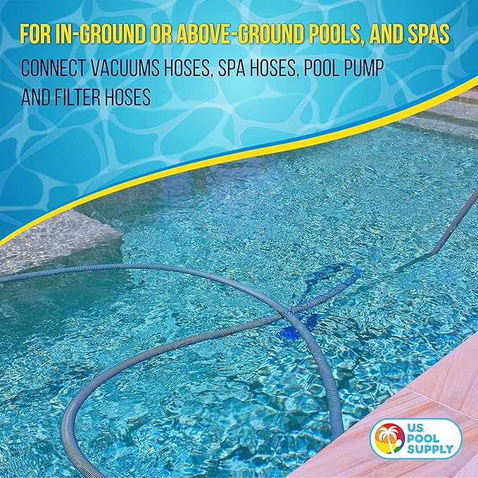 U.S. Pool Supply 1-1/4" or 1-1/2" Hose Connector Coupling for Swimming Pool Vacuums, Cleaners or Filter Pump Hoses - Pool Maintenance