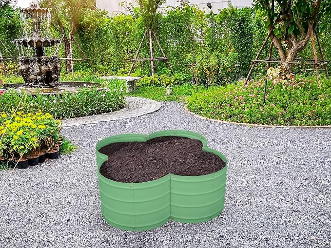 Galvanized Raised Garden Beds Outdoor // 8×2×1.5ft Modular & 3×3×1ft Planter Raised Beds for Gardening, Vegetables, Flowers // Large Metal Garden Box (Light Green) // Patent Pending Tool-Free Assembly