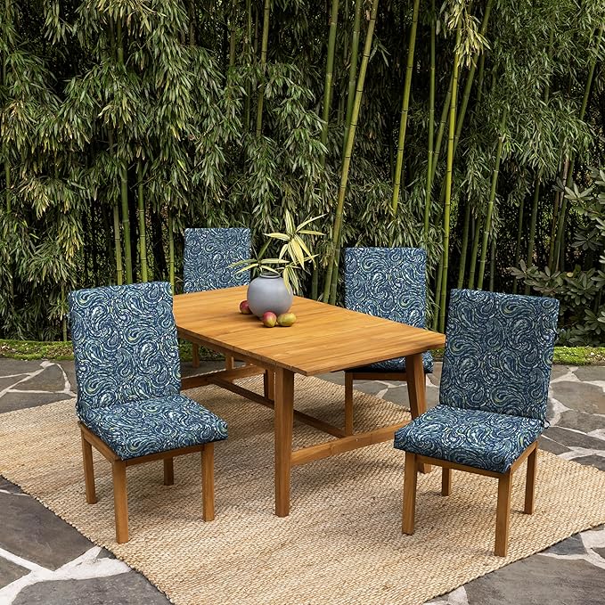 Arden 2-Pack earthFIBER Outdoor Patio Dining Chair Cushion, 20x44, Rain-Proof Seat Pad, Fade-Resistant Outdoor Cushion Sapphire Blue Ridge Paisley